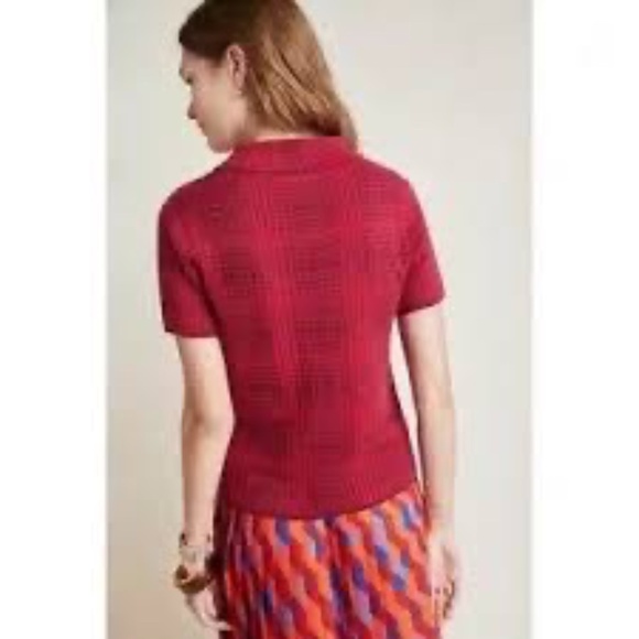 NWT Anthropologie Red Field Flower Celina Sweater Tee Large - Picture 5 of 8